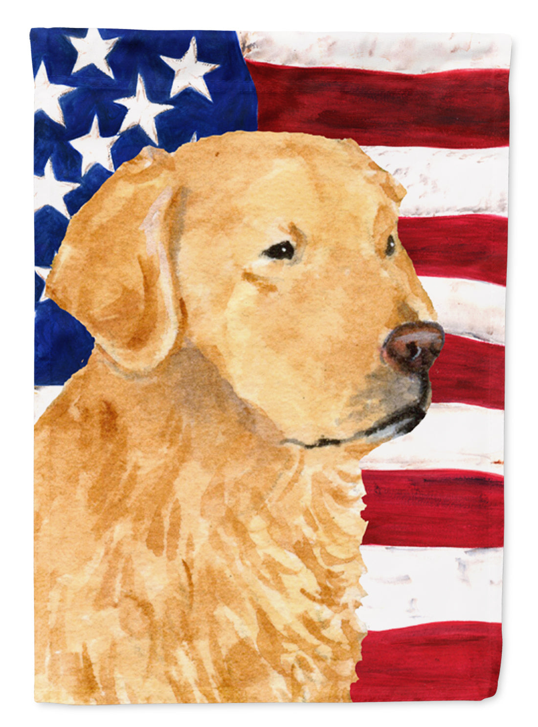 USA American Flag with Golden Retriever House Flag 28x40 Porch Sleeve Pole Decorative Outside Yard Banner Artwork Wall Hanging, Polyester