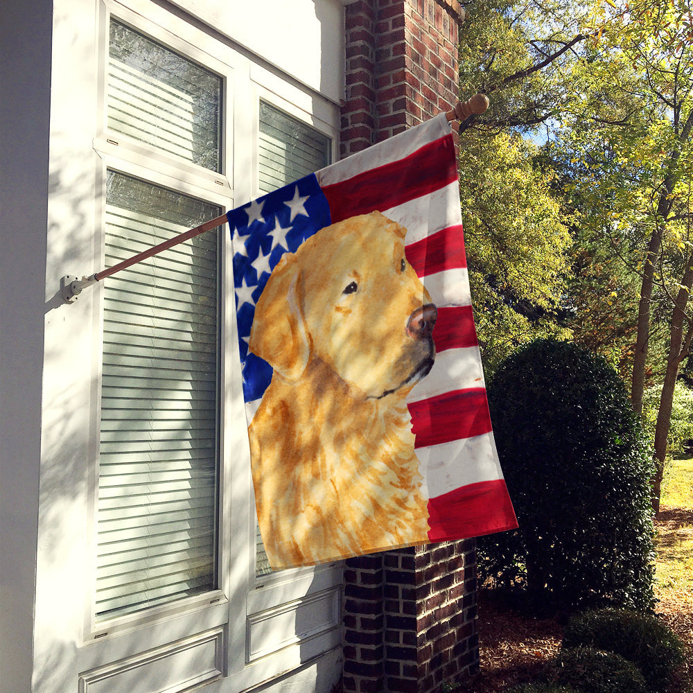 USA American Flag with Golden Retriever House Flag 28x40 Porch Sleeve Pole Decorative Outside Yard Banner Artwork Wall Hanging, Polyester