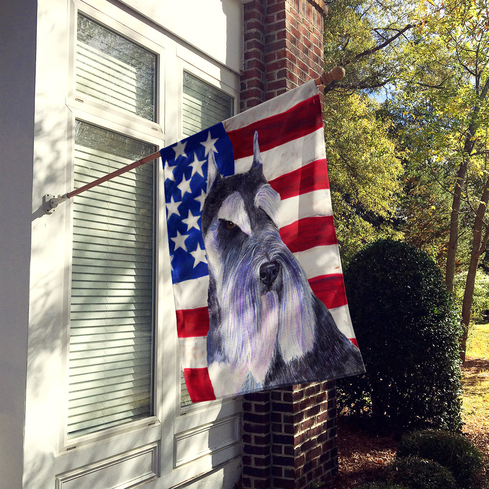 USA American Flag with Schnauzer House Flag 28x40 Porch Sleeve Pole Decorative Outside Yard Banner Artwork Wall Hanging, Polyester