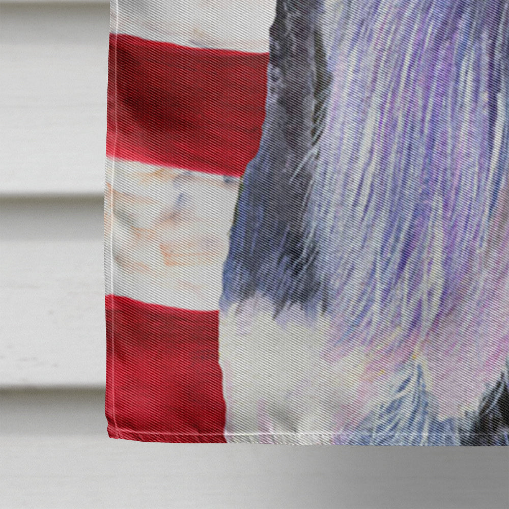 USA American Flag with Schnauzer House Flag 28x40 Porch Sleeve Pole Decorative Outside Yard Banner Artwork Wall Hanging, Polyester
