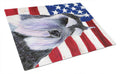 USA American Flag with Schnauzer Cutting Board Tempered Glass Kitchen Cutting Surface, Heat Resistant Chopping, Non-Slip Feet, Food Prep & Serving