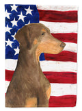 USA American Flag with Doberman House Flag 28x40 Porch Sleeve Pole Decorative Outside Yard Banner Artwork Wall Hanging, Polyester