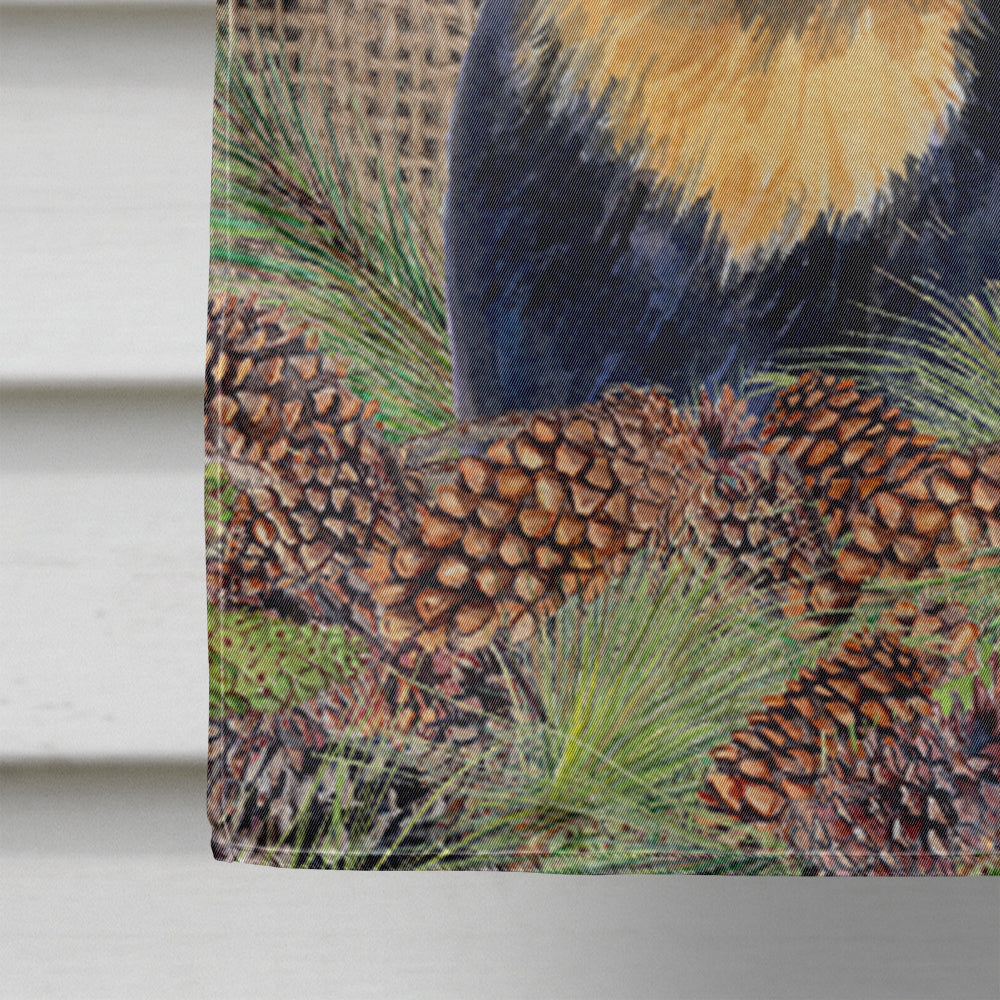 Rottweiler on Faux Burlap with Pine Cones House Flag 28x40 Porch Sleeve Pole Decorative Outside Yard Banner Artwork Wall Hanging, Polyester