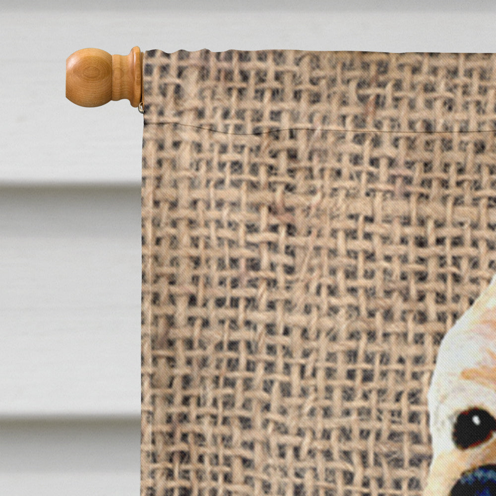 Cocker Spaniel  on Faux Burlap with Pine Cones House Flag 28x40 Porch Sleeve Pole Decorative Outside Yard Banner Artwork Wall Hanging, Polyester