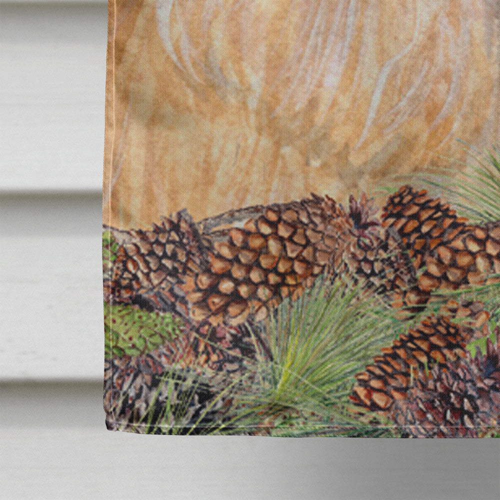 Cocker Spaniel  on Faux Burlap with Pine Cones House Flag 28x40 Porch Sleeve Pole Decorative Outside Yard Banner Artwork Wall Hanging, Polyester