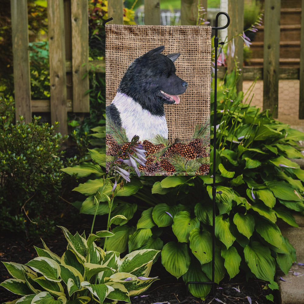 Akita on Faux Burlap with Pine Cones Garden Flag Mailbox Decorative Yard Banner Outside Patio Artwork for Flower Beds, Garden Size, Multicolor