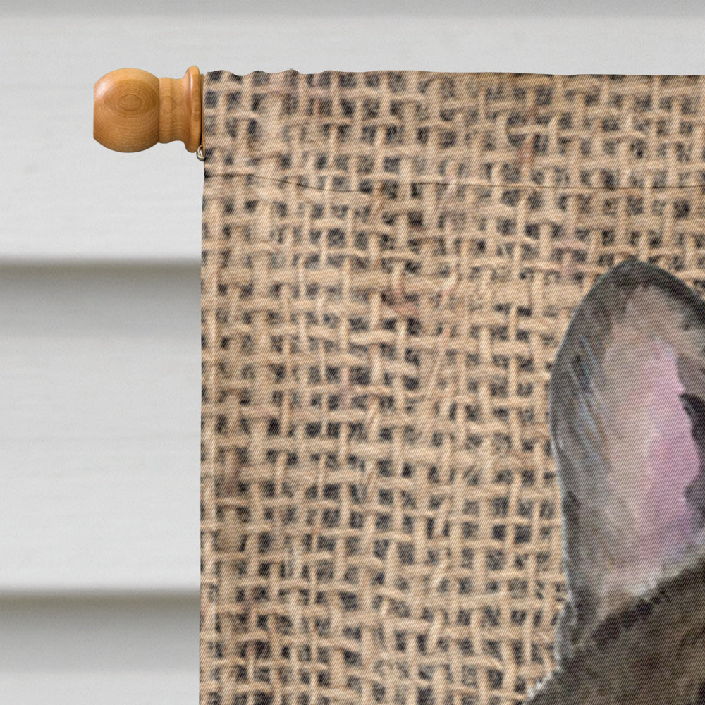 French Bulldog on Faux Burlap with Pine Cones House Flag 28x40 Porch Sleeve Pole Decorative Outside Yard Banner Artwork Wall Hanging, Polyester