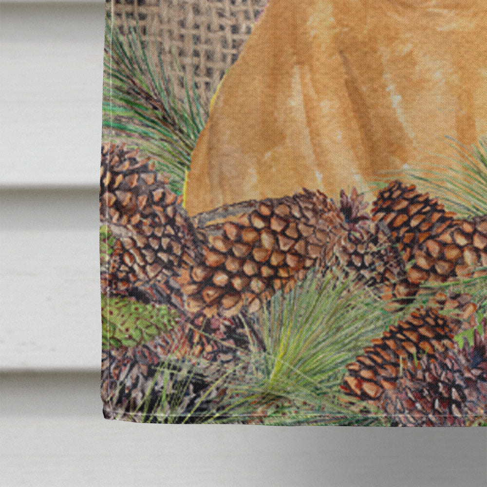 Bullmastiff on Faux Burlap with Pine Cones House Flag 28x40 Porch Sleeve Pole Decorative Outside Yard Banner Artwork Wall Hanging, Polyester