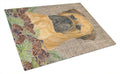 Bullmastiff on Faux Burlap with Pine Cones Cutting Board Tempered Glass Kitchen Cutting Surface, Heat Resistant Chopping, Non-Slip Feet, Food Prep & Serving