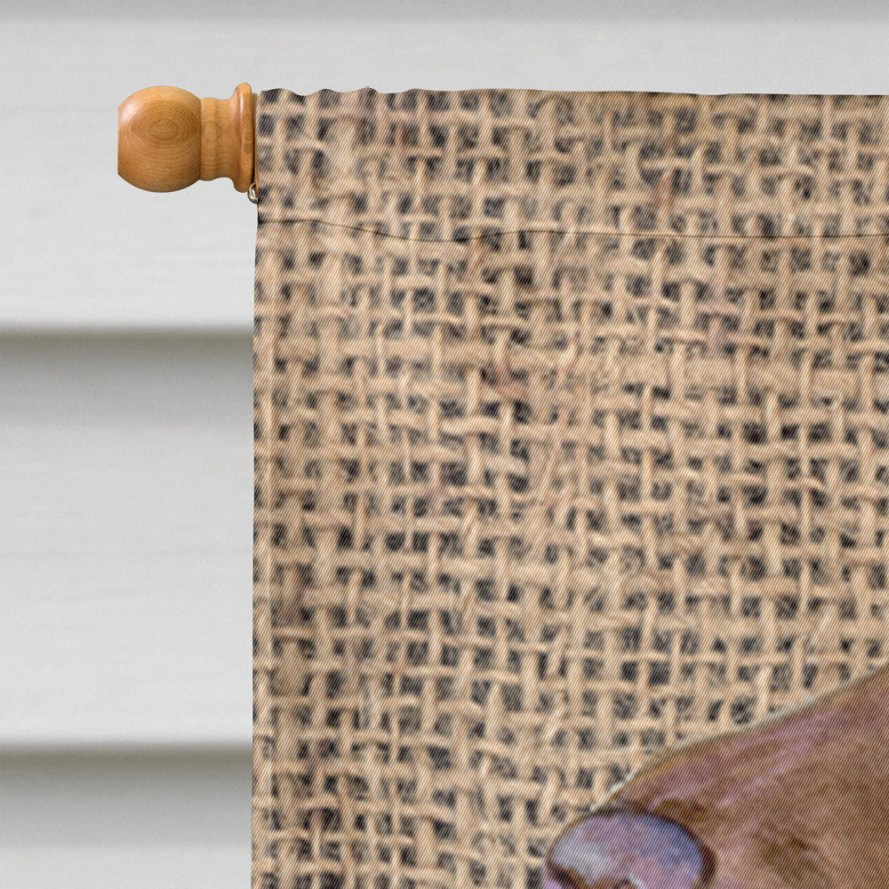 Field Spaniel on Faux Burlap with Pine Cones House Flag 28x40 Porch Sleeve Pole Decorative Outside Yard Banner Artwork Wall Hanging, Polyester