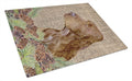 Field Spaniel on Faux Burlap with Pine Cones Cutting Board Tempered Glass Kitchen Cutting Surface, Heat Resistant Chopping, Non-Slip Feet, Food Prep & Serving