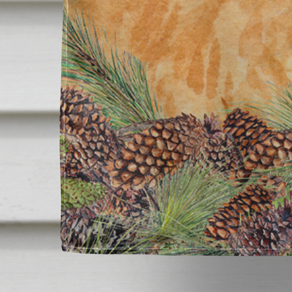Golden Retriever on Faux Burlap with Pine Cones House Flag 28x40 Porch Sleeve Pole Decorative Outside Yard Banner Artwork Wall Hanging, Polyester