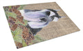 Schnauzer on Faux Burlap with Pine Cones Cutting Board Tempered Glass Kitchen Cutting Surface, Heat Resistant Chopping, Non-Slip Feet, Food Prep & Serving