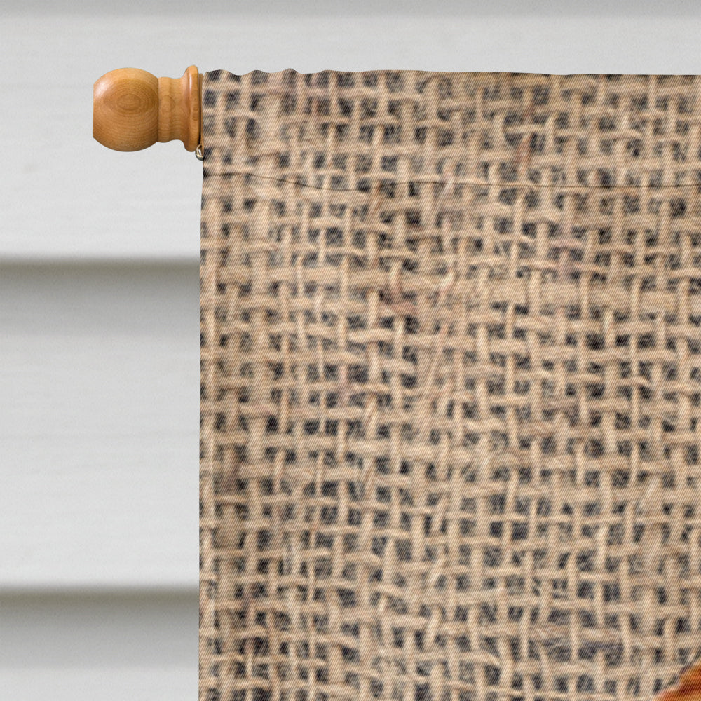 Fox Terrier on Faux Burlap with Pine Cones House Flag 28x40 Porch Sleeve Pole Decorative Outside Yard Banner Artwork Wall Hanging, Polyester