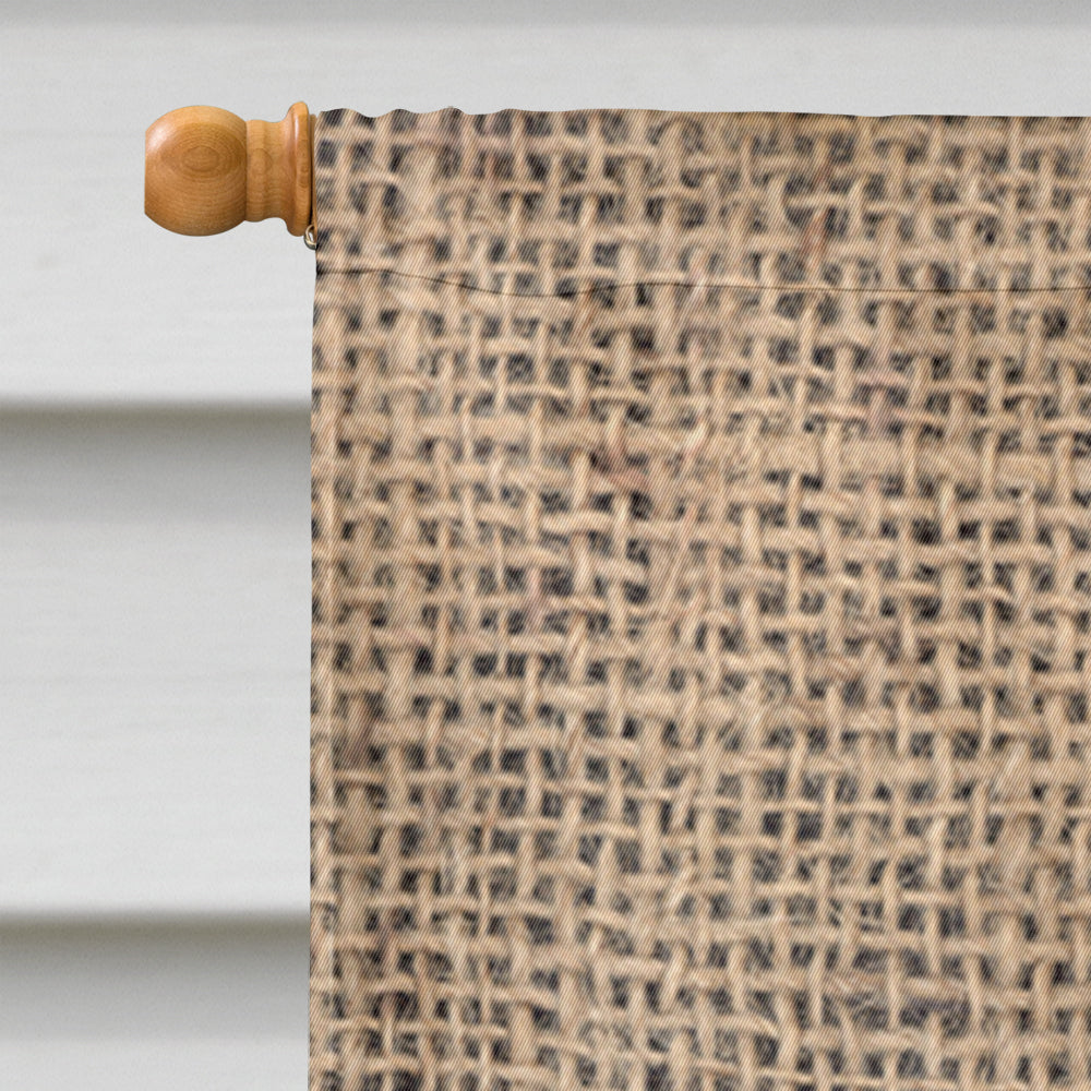 Rat Terrier on Faux Burlap with Pine Cones House Flag 28x40 Porch Sleeve Pole Decorative Outside Yard Banner Artwork Wall Hanging, Polyester