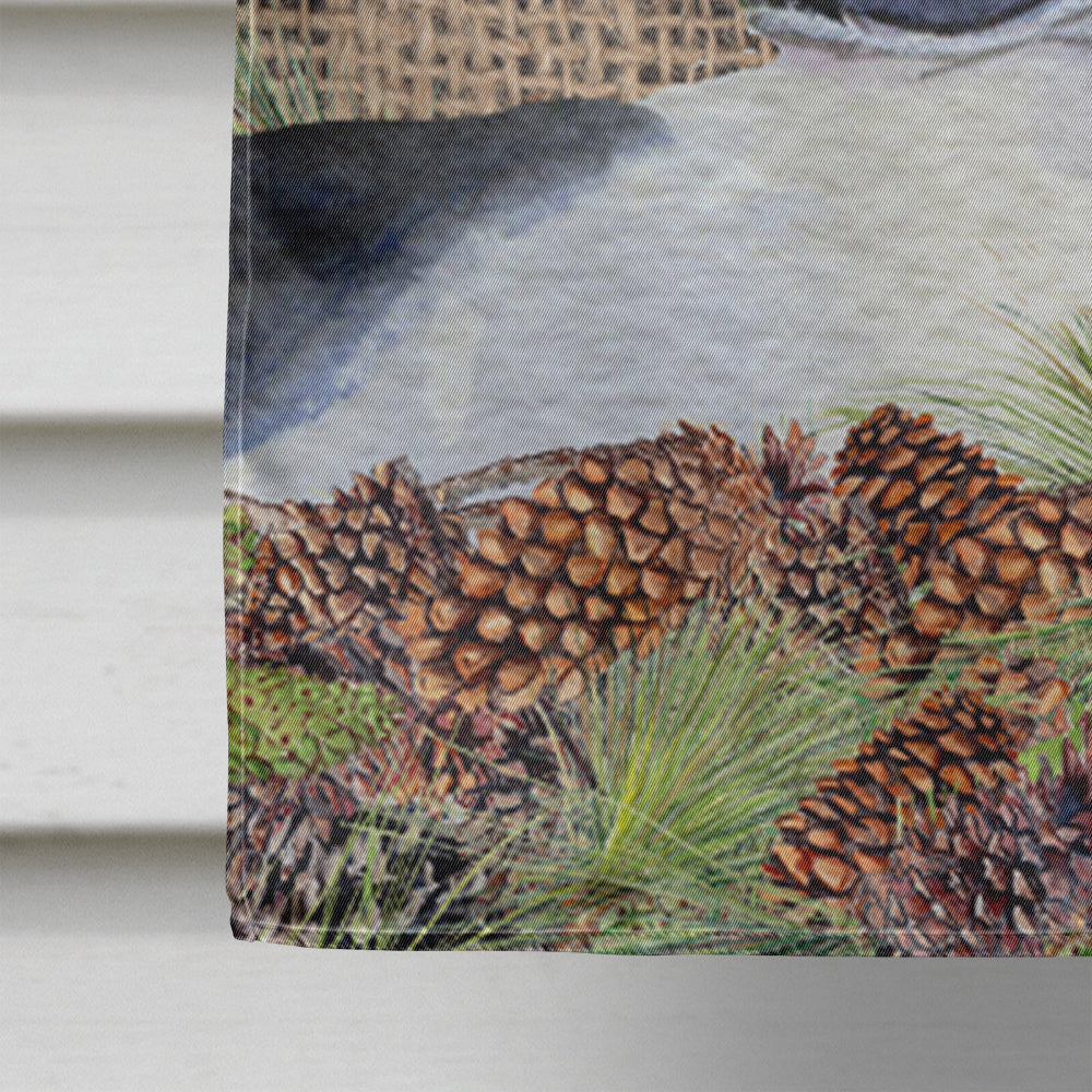 Rat Terrier on Faux Burlap with Pine Cones House Flag 28x40 Porch Sleeve Pole Decorative Outside Yard Banner Artwork Wall Hanging, Polyester