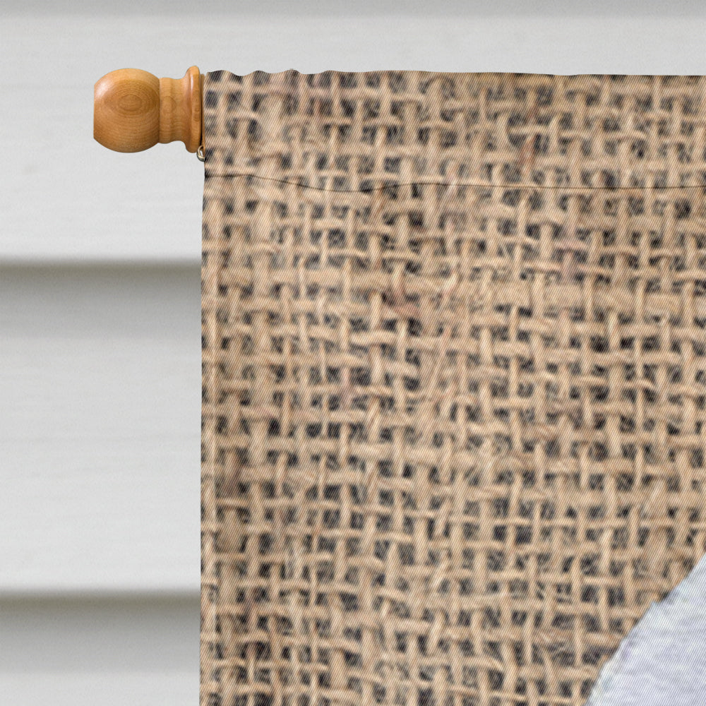 Bedlington Terrier on Faux Burlap with Pine Cones House Flag 28x40 Porch Sleeve Pole Decorative Outside Yard Banner Artwork Wall Hanging, Polyester