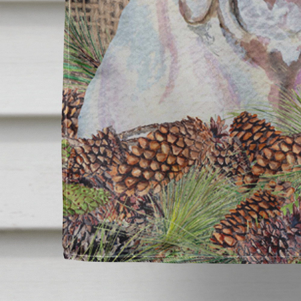 Bulldog English on Faux Burlap with Pine Cones House Flag 28x40 Porch Sleeve Pole Decorative Outside Yard Banner Artwork Wall Hanging, Polyester