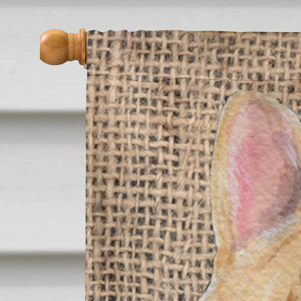 French Bulldog on Faux Burlap with Pine Cones House Flag 28x40 Porch Sleeve Pole Decorative Outside Yard Banner Artwork Wall Hanging, Polyester