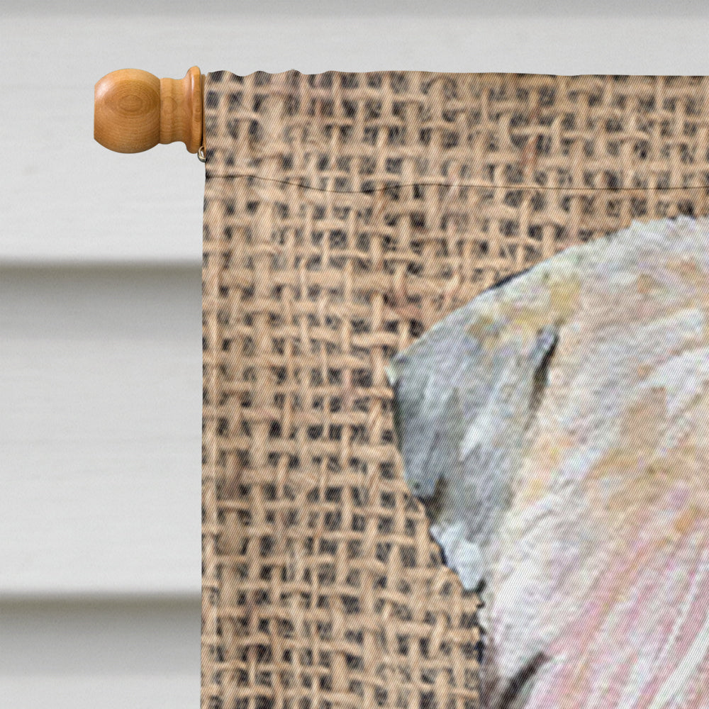 Wheaten Terrier Soft Coated on Faux Burlap with Pine Cones House Flag 28x40 Porch Sleeve Pole Decorative Outside Yard Banner Artwork Wall Hanging, Polyester
