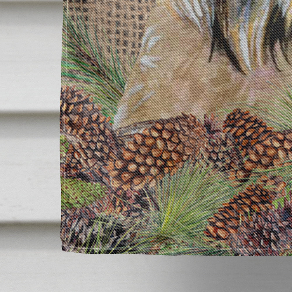 Wheaten Terrier Soft Coated on Faux Burlap with Pine Cones House Flag 28x40 Porch Sleeve Pole Decorative Outside Yard Banner Artwork Wall Hanging, Polyester