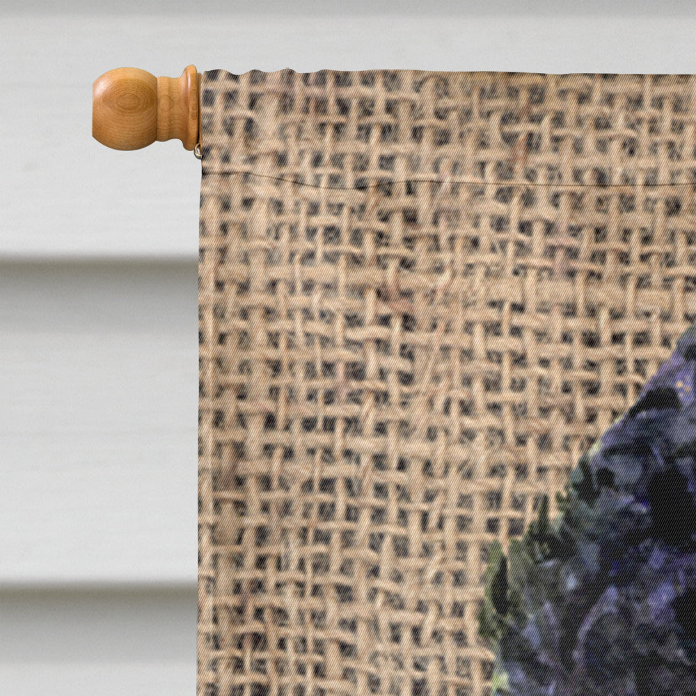 Portuguese Water Dog on Faux Burlap with Pine Cones House Flag 28x40 Porch Sleeve Pole Decorative Outside Yard Banner Artwork Wall Hanging, Polyester