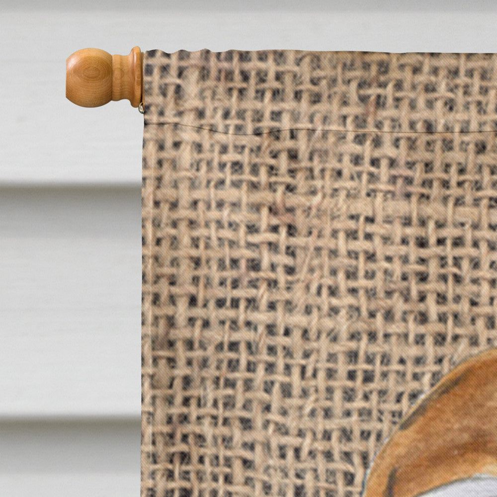 Bulldog English on Faux Burlap with Pine Cones House Flag 28x40 Porch Sleeve Pole Decorative Outside Yard Banner Artwork Wall Hanging, Polyester
