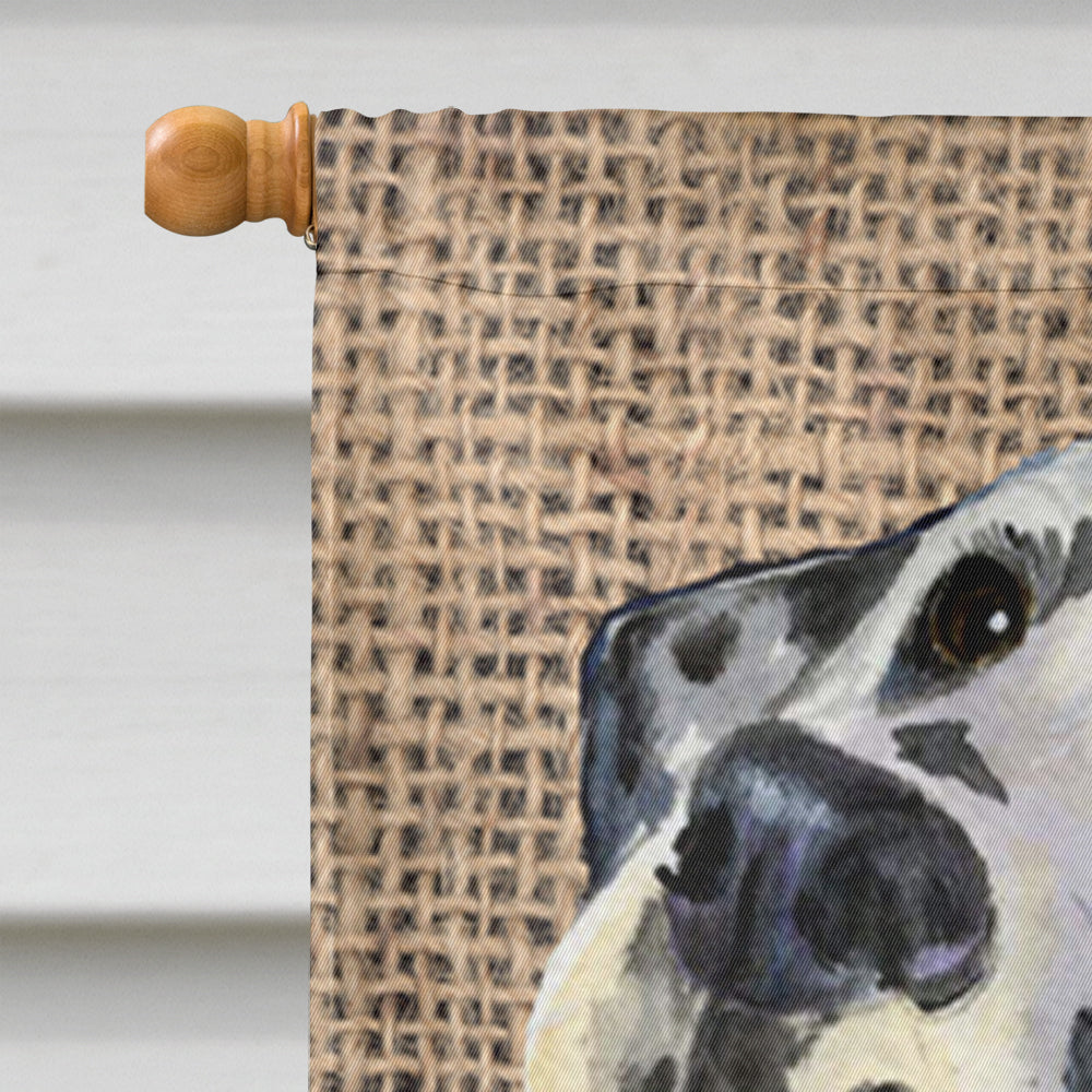 Dalmatian on Faux Burlap with Pine Cones House Flag 28x40 Porch Sleeve Pole Decorative Outside Yard Banner Artwork Wall Hanging, Polyester