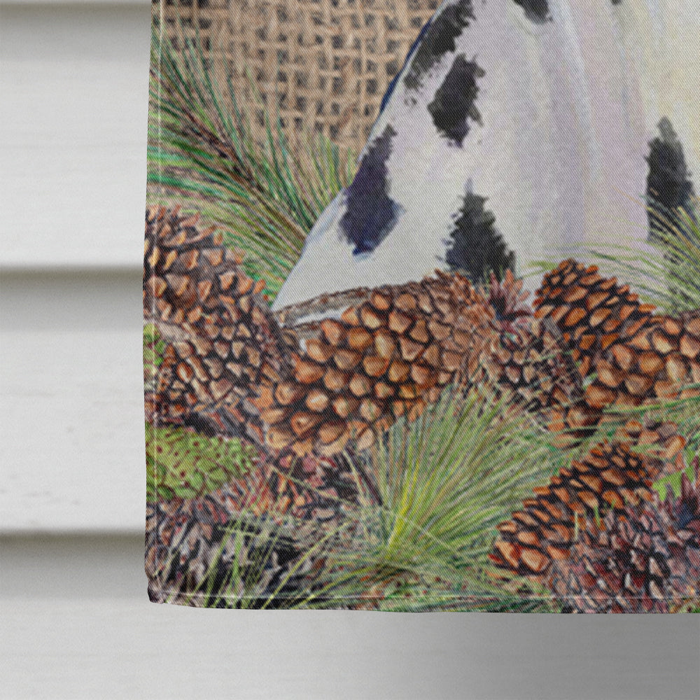 Dalmatian on Faux Burlap with Pine Cones House Flag 28x40 Porch Sleeve Pole Decorative Outside Yard Banner Artwork Wall Hanging, Polyester