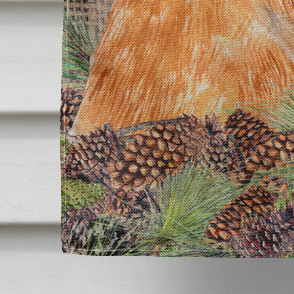 Brussels Griffon on Faux Burlap with Pine Cones House Flag 28x40 Porch Sleeve Pole Decorative Outside Yard Banner Artwork Wall Hanging, Polyester