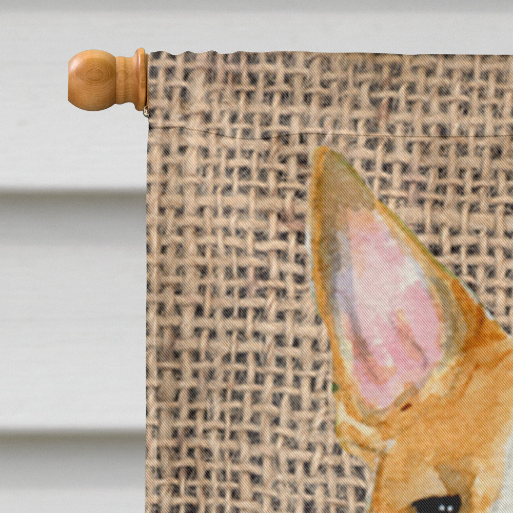 Bull Terrier on Faux Burlap with Pine Cones House Flag 28x40 Porch Sleeve Pole Decorative Outside Yard Banner Artwork Wall Hanging, Polyester