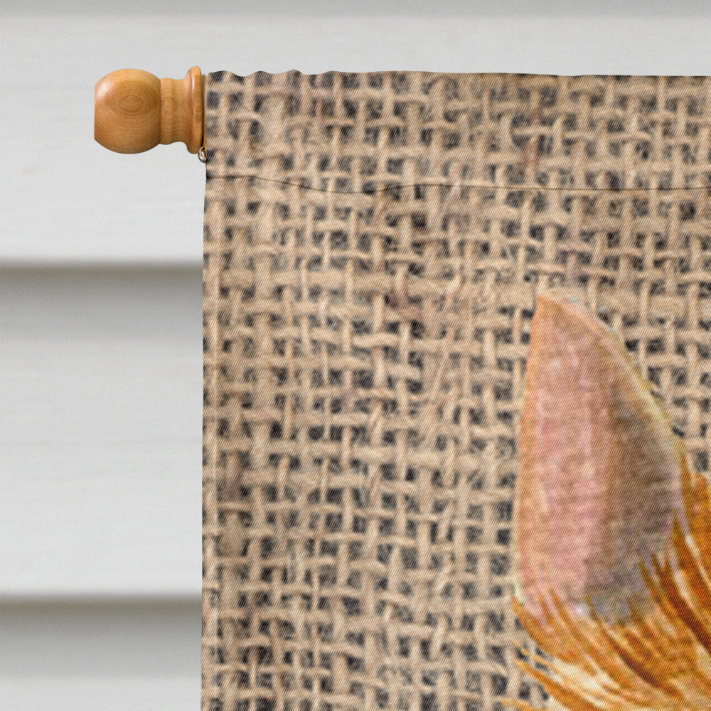 Norwich Terrier on Faux Burlap with Pine Cones House Flag 28x40 Porch Sleeve Pole Decorative Outside Yard Banner Artwork Wall Hanging, Polyester