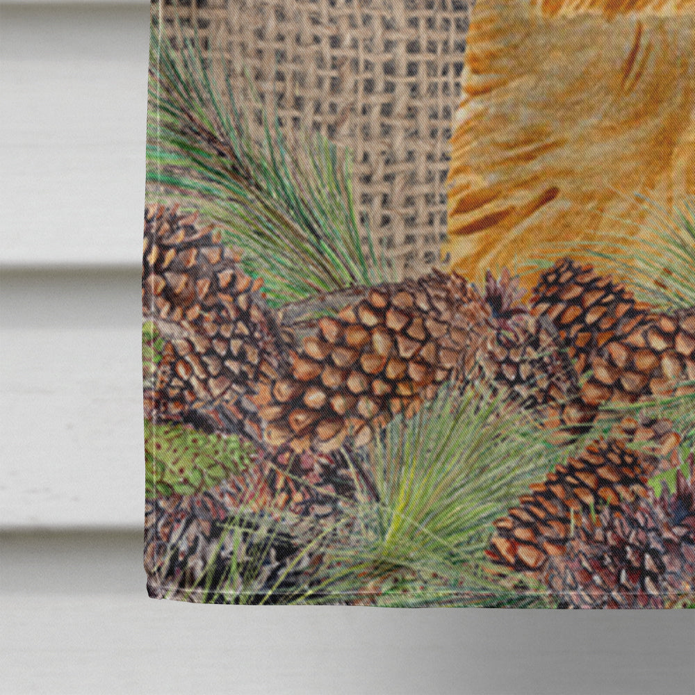 Norwich Terrier on Faux Burlap with Pine Cones House Flag 28x40 Porch Sleeve Pole Decorative Outside Yard Banner Artwork Wall Hanging, Polyester