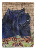 Chow Chow on Faux Burlap with Pine Cones House Flag 28x40 Porch Sleeve Pole Decorative Outside Yard Banner Artwork Wall Hanging, Polyester