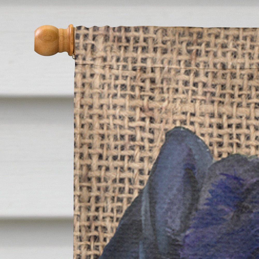 Chow Chow on Faux Burlap with Pine Cones House Flag 28x40 Porch Sleeve Pole Decorative Outside Yard Banner Artwork Wall Hanging, Polyester