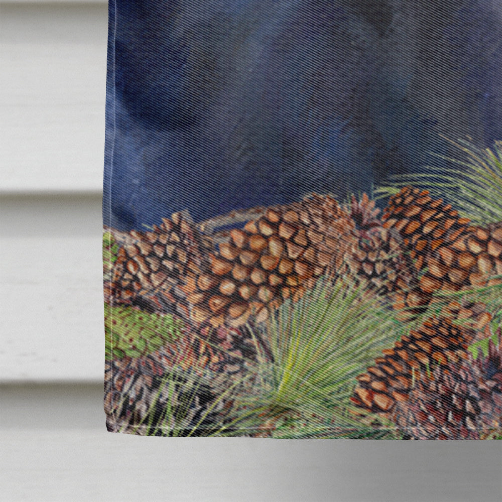 Chow Chow on Faux Burlap with Pine Cones House Flag 28x40 Porch Sleeve Pole Decorative Outside Yard Banner Artwork Wall Hanging, Polyester