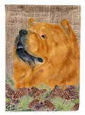 Chow Chow on Faux Burlap with Pine Cones House Flag 28x40 Porch Sleeve Pole Decorative Outside Yard Banner Artwork Wall Hanging, Polyester