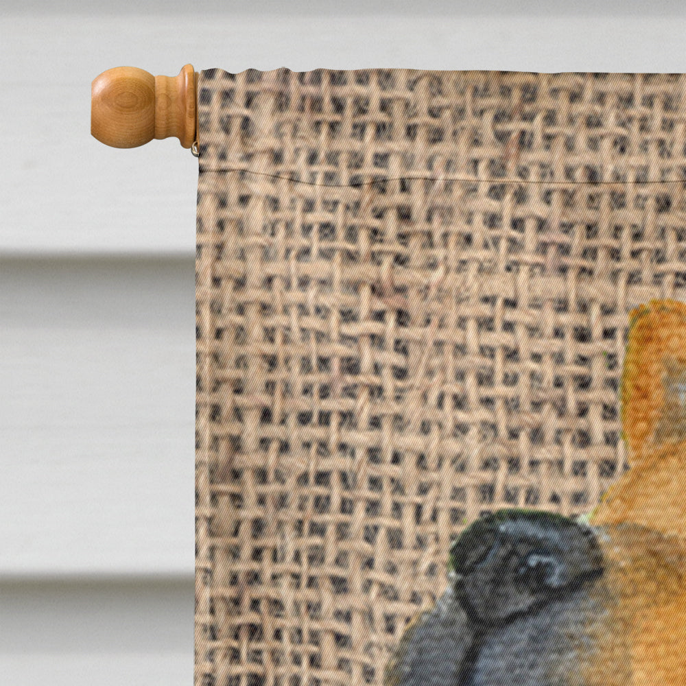 Chow Chow on Faux Burlap with Pine Cones House Flag 28x40 Porch Sleeve Pole Decorative Outside Yard Banner Artwork Wall Hanging, Polyester