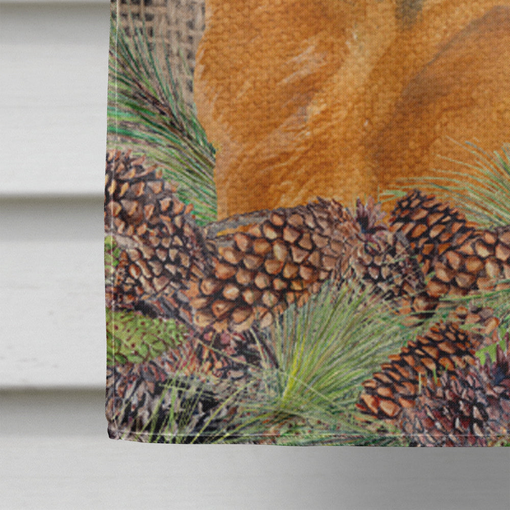 Chow Chow on Faux Burlap with Pine Cones House Flag 28x40 Porch Sleeve Pole Decorative Outside Yard Banner Artwork Wall Hanging, Polyester