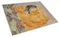Chow Chow on Faux Burlap with Pine Cones Cutting Board Tempered Glass Kitchen Cutting Surface, Heat Resistant Chopping, Non-Slip Feet, Food Prep & Serving