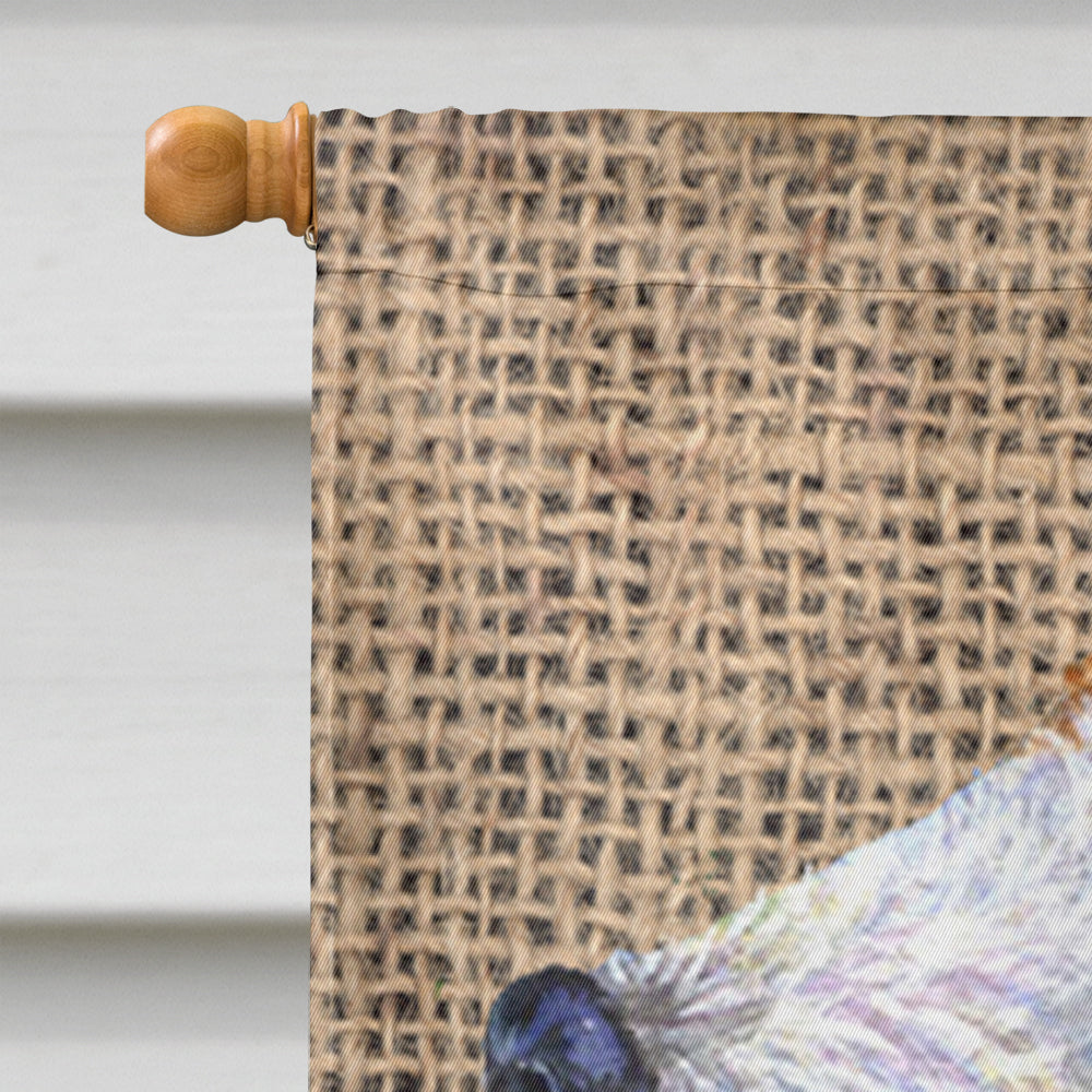 Jack Russell Terrier on Faux Burlap with Pine Cones House Flag 28x40 Porch Sleeve Pole Decorative Outside Yard Banner Artwork Wall Hanging, Polyester