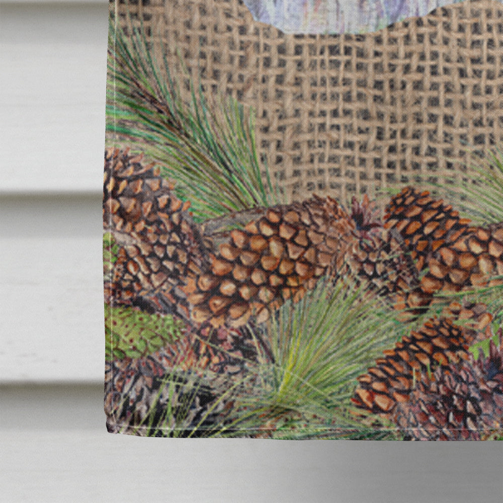 Jack Russell Terrier on Faux Burlap with Pine Cones House Flag 28x40 Porch Sleeve Pole Decorative Outside Yard Banner Artwork Wall Hanging, Polyester