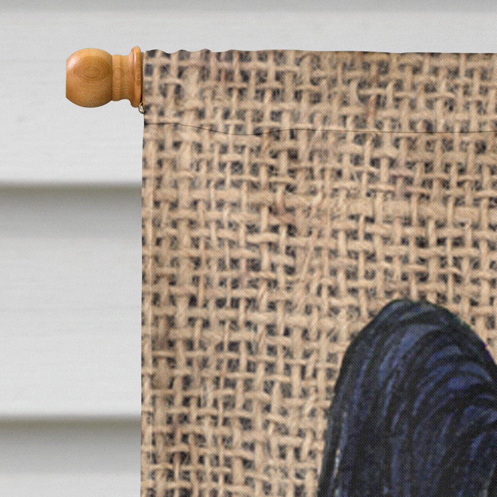Papillon on Faux Burlap with Pine Cones House Flag 28x40 Porch Sleeve Pole Decorative Outside Yard Banner Artwork Wall Hanging, Polyester