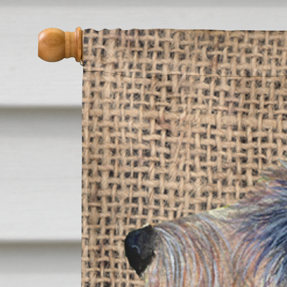 Irish Wolfhound on Faux Burlap with Pine Cones House Flag 28x40 Porch Sleeve Pole Decorative Outside Yard Banner Artwork Wall Hanging, Polyester
