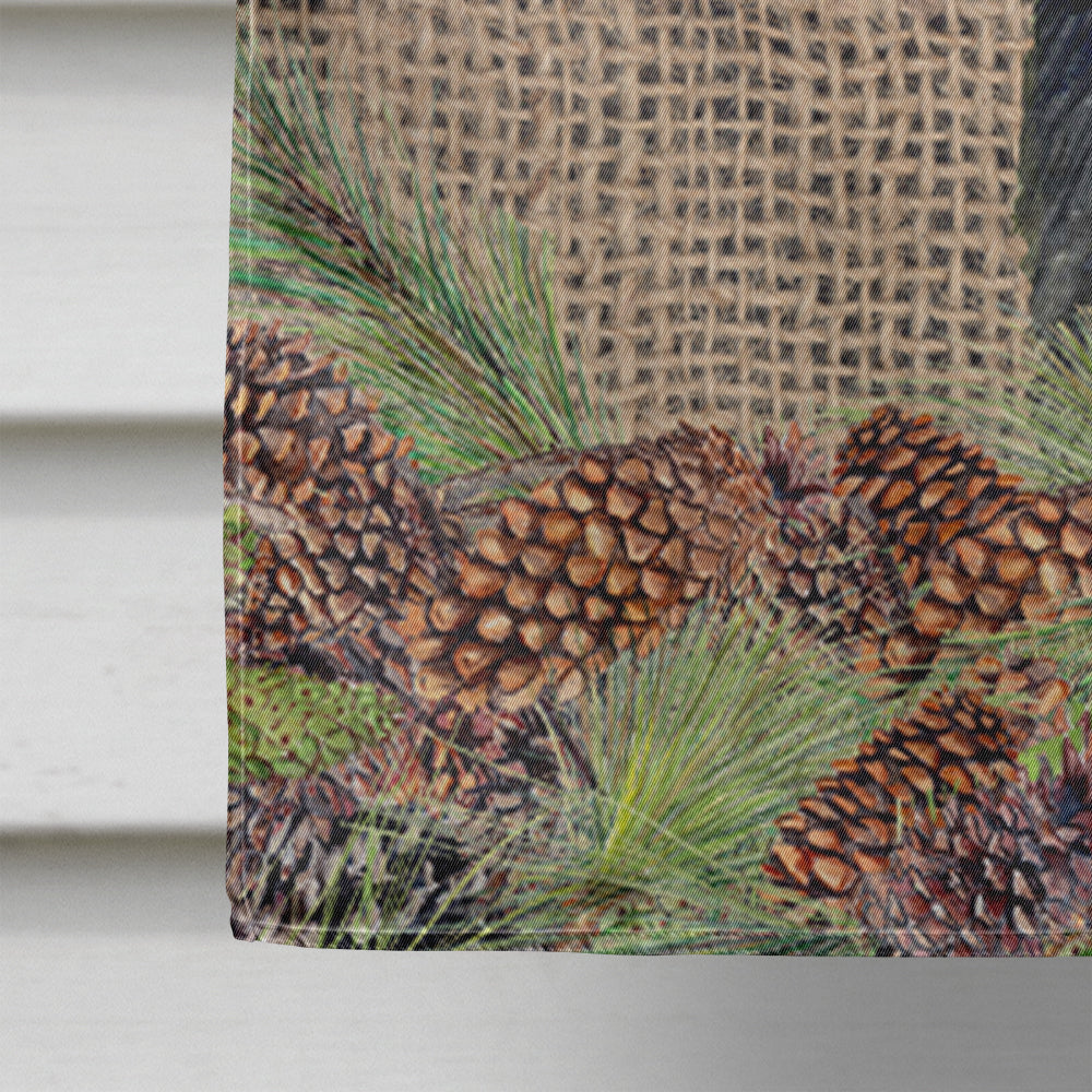 Irish Wolfhound on Faux Burlap with Pine Cones House Flag 28x40 Porch Sleeve Pole Decorative Outside Yard Banner Artwork Wall Hanging, Polyester