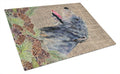 Irish Wolfhound on Faux Burlap with Pine Cones Cutting Board Tempered Glass Kitchen Cutting Surface, Heat Resistant Chopping, Non-Slip Feet, Food Prep & Serving