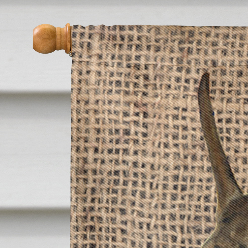 Brindle Boxer on Faux Burlap with Pine Cones House Flag 28x40 Porch Sleeve Pole Decorative Outside Yard Banner Artwork Wall Hanging, Polyester