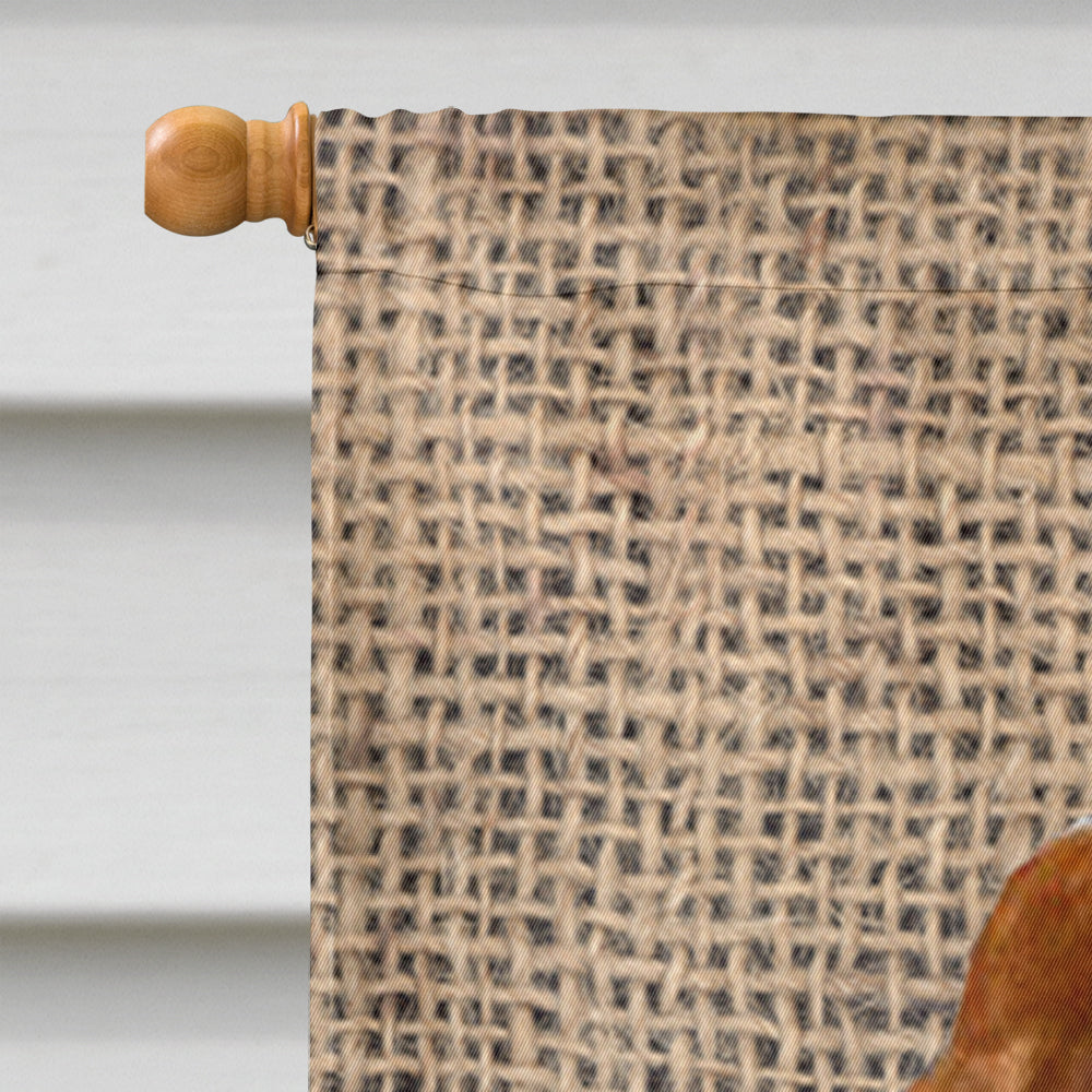 Sussex Spaniel on Faux Burlap with Pine Cones House Flag 28x40 Porch Sleeve Pole Decorative Outside Yard Banner Artwork Wall Hanging, Polyester