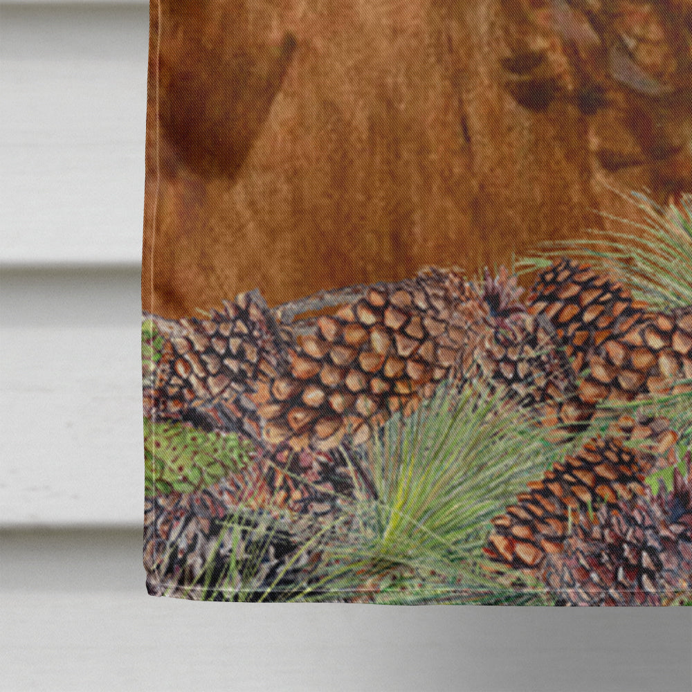 Sussex Spaniel on Faux Burlap with Pine Cones House Flag 28x40 Porch Sleeve Pole Decorative Outside Yard Banner Artwork Wall Hanging, Polyester