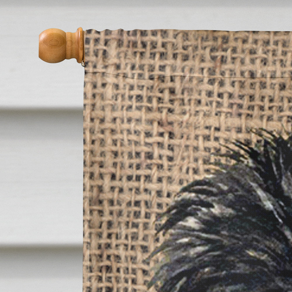 Affenpinscher on Faux Burlap with Pine Cones House Flag 28x40 Porch Sleeve Pole Decorative Outside Yard Banner Artwork Wall Hanging, Polyester